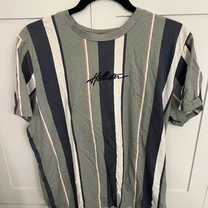 Hollister Multi-Striped Tee in Green and Navy